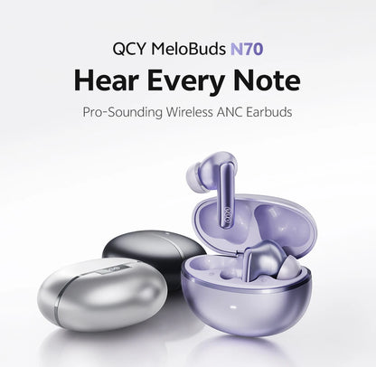 QCY MeloBuds N70 Wireless Earbuds – ANC, Bluetooth 6.0, LDAC, 50H, IPX5