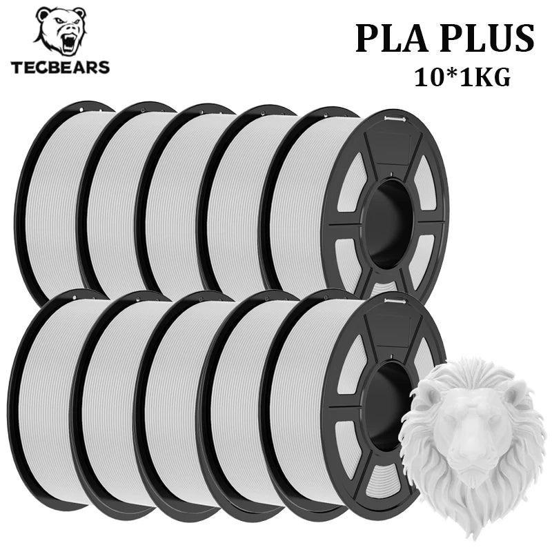 TECBEARS PLA+ Filament – 10KG Bundle, 1.75mm, Multi-Color, High Toughness, No Bubbles for FDM Printers