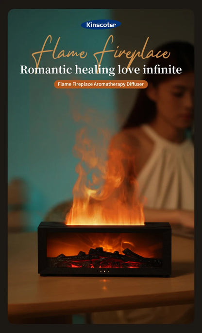 Fireplace Aroma Diffuser & Air Humidifier — Colorful Flame Effect, Timer, Remote Control, Home & Office