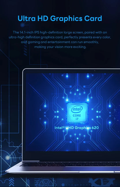 Portable Ultra-Slim Laptop – Intel Core i7-9850H, 12GB RAM, up to 2TB SSD, 4K, Windows 11 | Office & Study Notebook