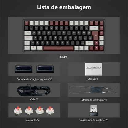 RK Royal Kludge RK84 Wireless Mechanical Keyboard – 84 Key, Hot-Swap, BT5.0/2.4G/USB-C, RGB