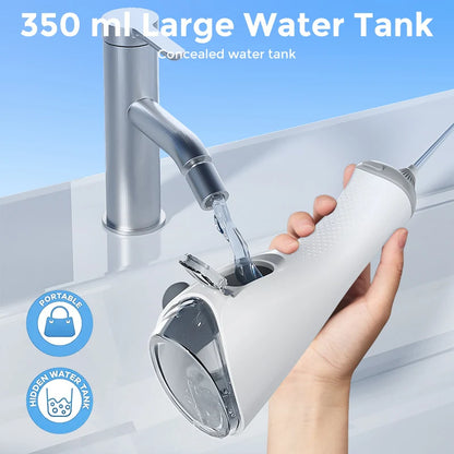 Sejoy Electric Water Dental Flosser – 350ml, 6 Modes, IPX7, 4 Nozzles, Cordless