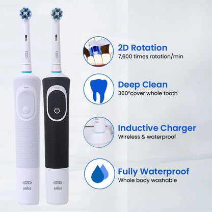 Oral-B D100 Vitality Electric Toothbrush – 2D Cleaning, 10000RPM, Timer, Inductive Charger