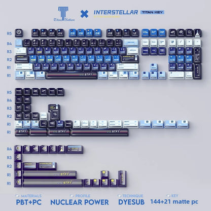 Titan Nation Interstellar Crossing Keycaps Original Height PBT Material PC Transparent Thermally Sublimated HighQuality 144 Keys