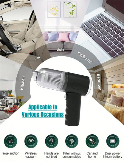 Cordless Handheld Vacuum Cleaner | Rechargeable, Multiple Nozzles for Car, Home, Pet Hair & Keyboard