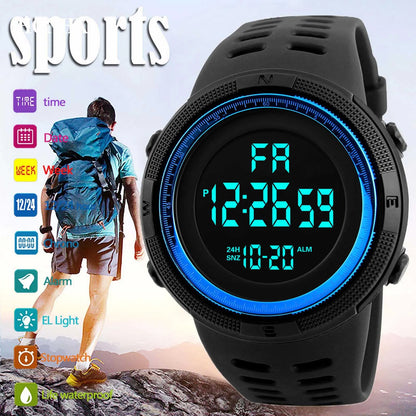 Military LED digital watch by R.E.D. Shopping with luminous display and multifunction features for men, teens, and kids.