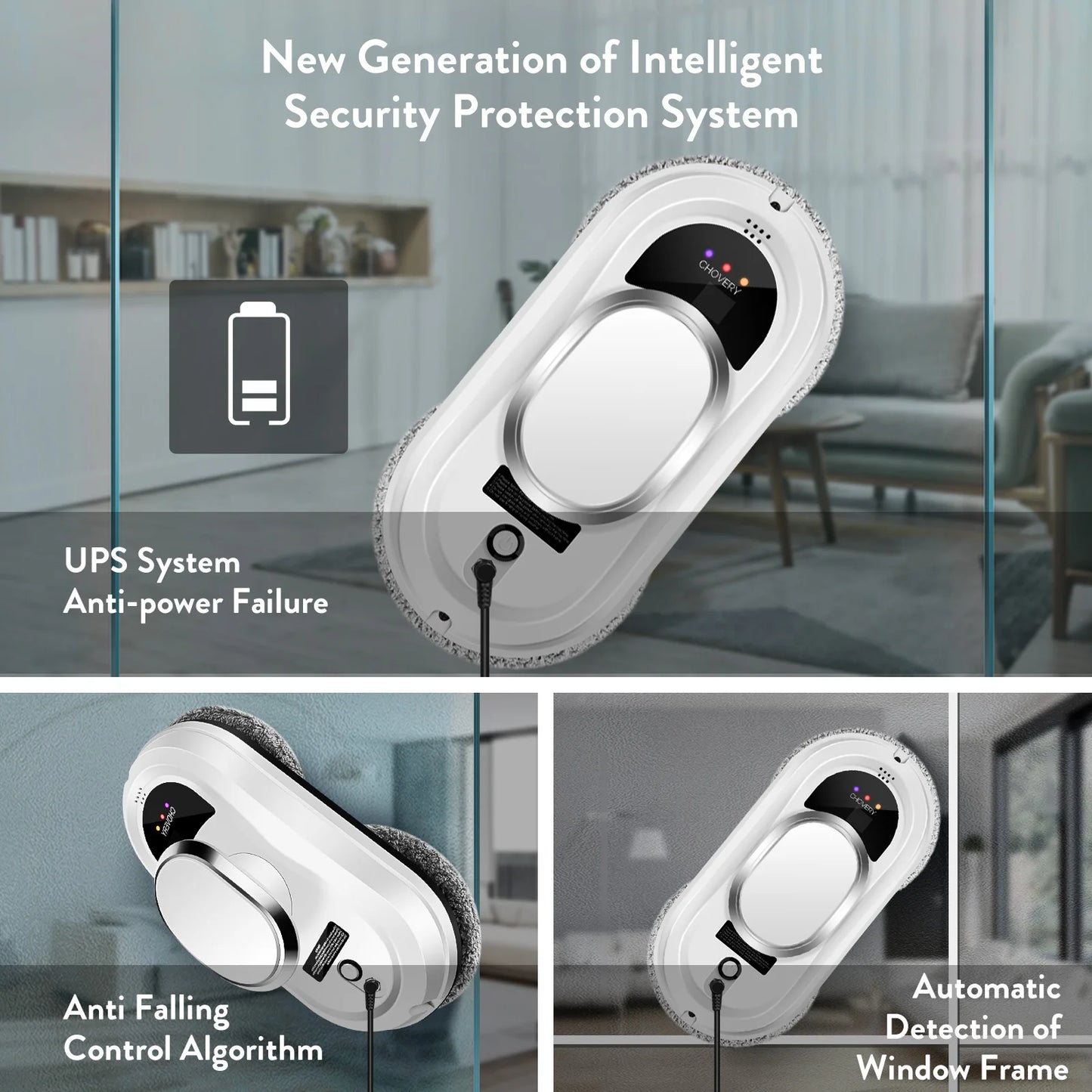 CHOVERY Electric Glass Cleaning Robot – Remote Control Window Cleaner for Windows & Glass Doors