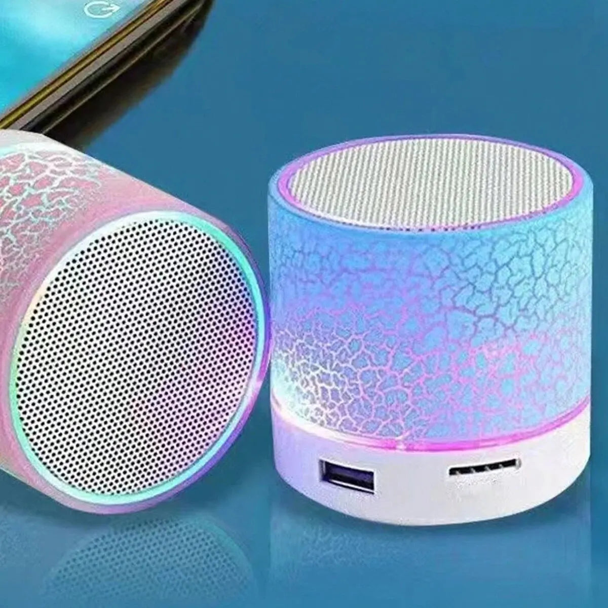 Wireless Mini Subwoofer Speaker with 7-Colour LED Light - Portable Bluetooth Speaker