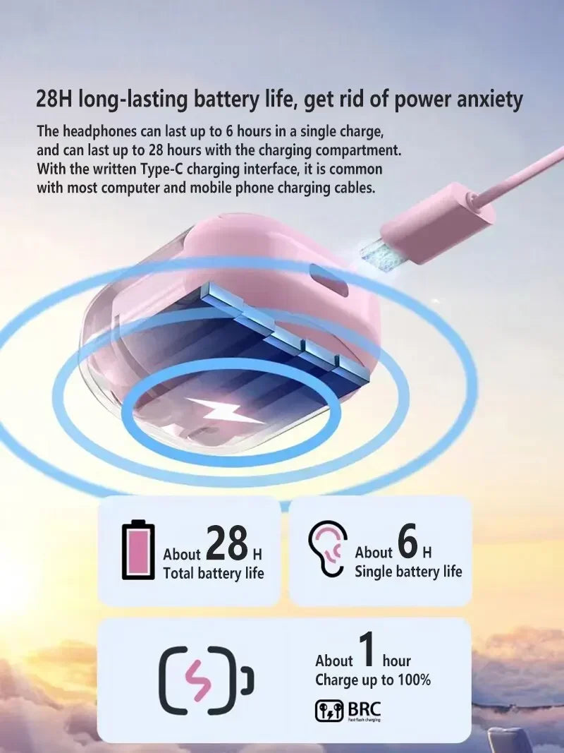 R.E.D. Shopping T2 Wireless Bluetooth Earphones with transparent design, LED display, and 24-hour battery life.