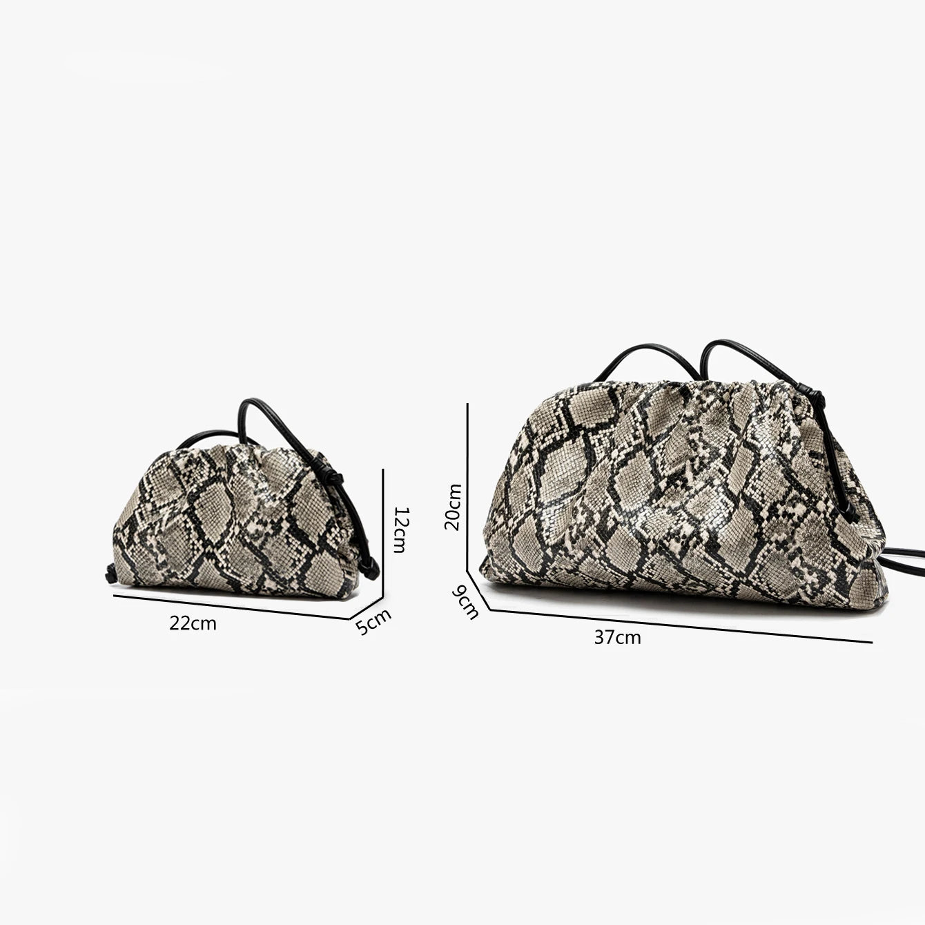 Ruched Snake Pattern Dumpling Shoulder Bag
