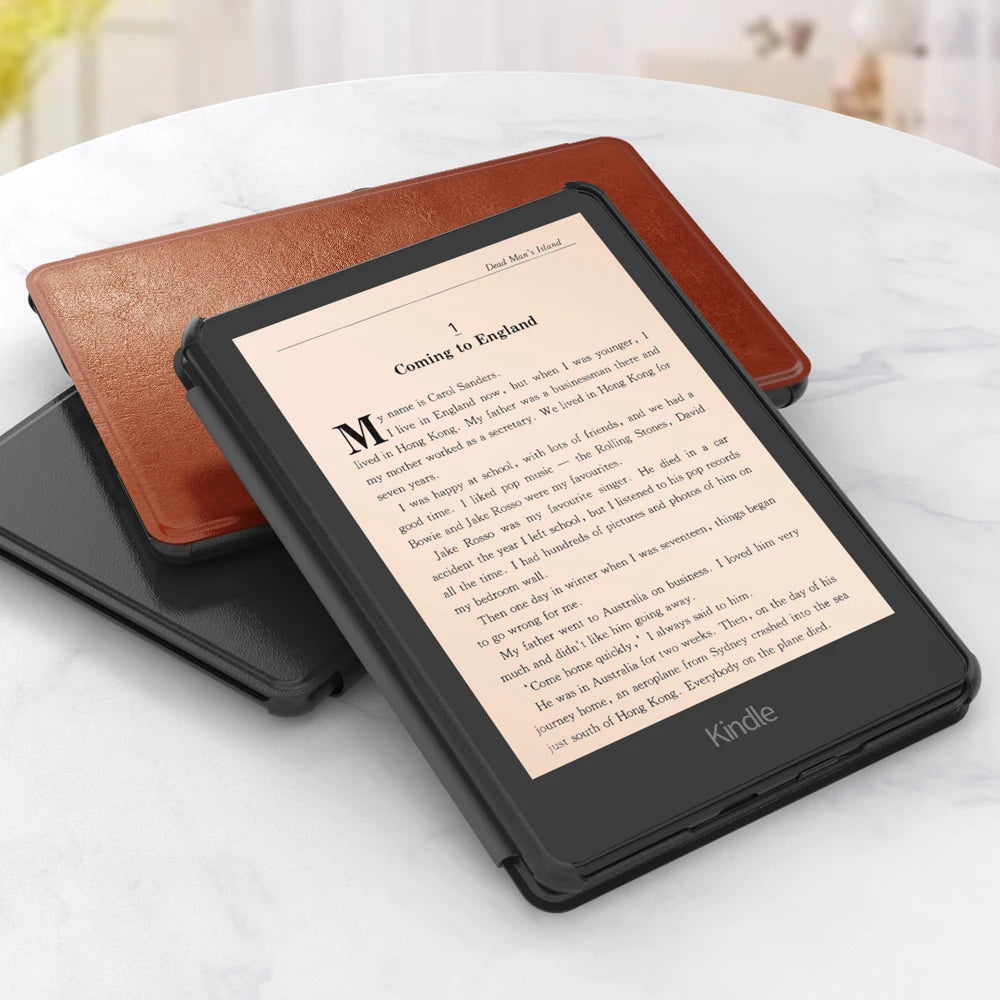 Kindle Paperwhite 12th Generation 2024 Case – Leather, Auto Sleep, Hand Strap