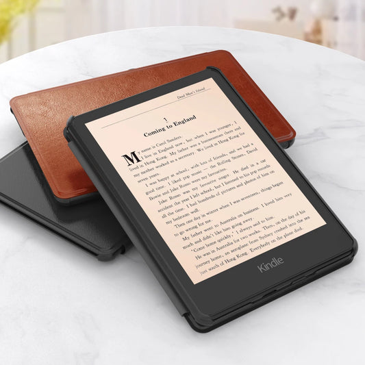 Kindle Paperwhite 12th Generation 2024 Case – Leather, Auto Sleep, Hand Strap