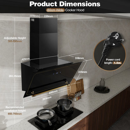 60cm Retro Wall Hood | 400m³/h Suction | A+++ | LED | Dual Filter