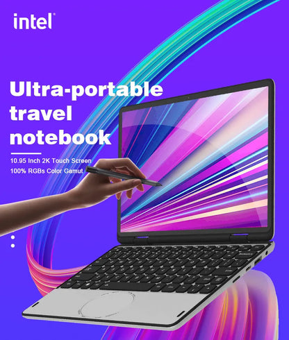 CRELANDER Mini Yoga Laptop 10.95" — 16GB DDR4, M.2 SSD, 360° Flip, Touch Screen, Windows 11
