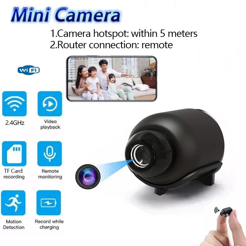 R.E.D. Shopping X5 Mini Hidden Security Camera with 1080P HD, WiFi, night vision, and motion detection, mounted on a wall.