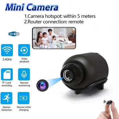 R.E.D. Shopping X5 Mini Hidden Security Camera with 1080P HD, WiFi, night vision, and motion detection, mounted on a wall.