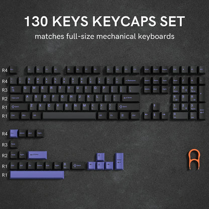 Retro dark red PBT keycap set with cherry profile for mechanical keyboards, featuring double shot construction and 126 keys.