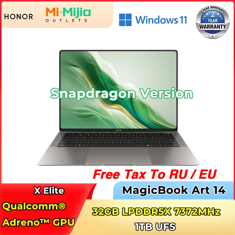 Honor MagicBook Art 14 – Snapdragon X Elite, 32GB DDR5, 1TB SSD, 14.6" 3.1K OLED, Windows 11