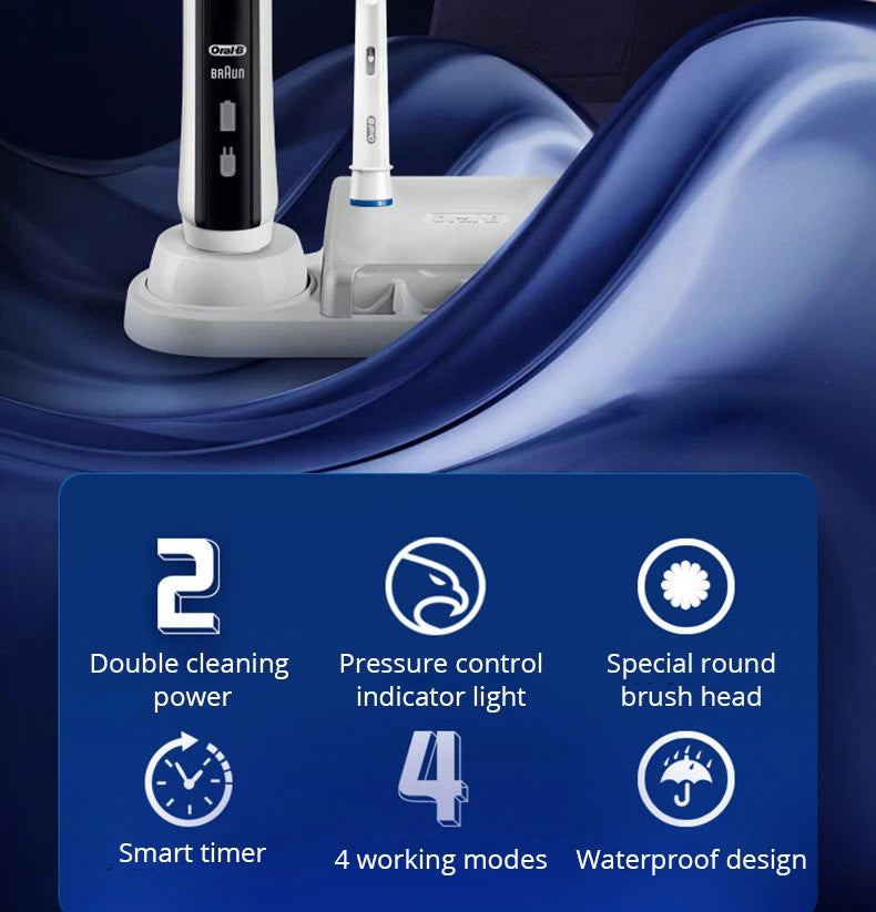 Oral-B Pro 4000 Electric Toothbrush – 3D Action, Pressure Sensor, 4 Modes, Gum Care, Waterproof