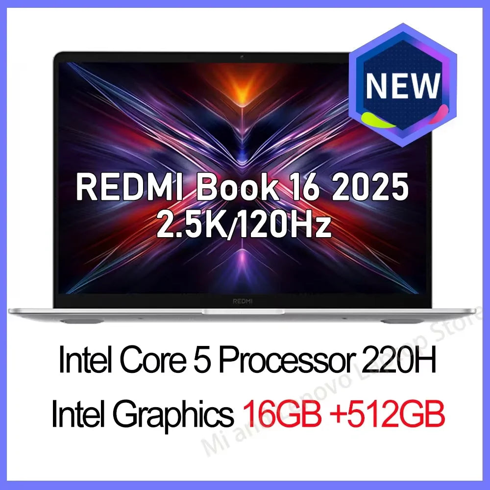 Xiaomi Redmi Book 16 2025 – Intel Core 5-220H, 16/32GB DDR5, 512GB/1TB SSD, 2.5K 120Hz, Wi-Fi 6, Win 11