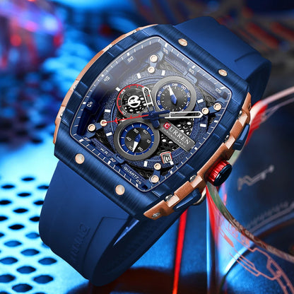 CURREN Men's Fashion Watch – Unique Square Design, Luxury Quartz Sport, Waterproof
