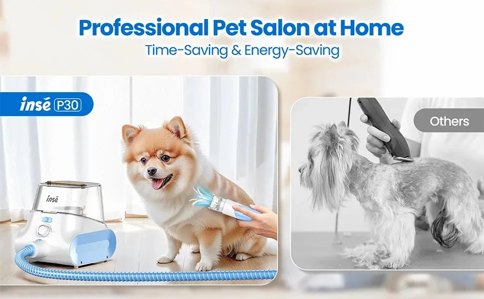 INSE P30 Dog Grooming Vacuum Kit – Ultra-Low Noise, 4.5L, Pet Clipper & Hair Cleaner