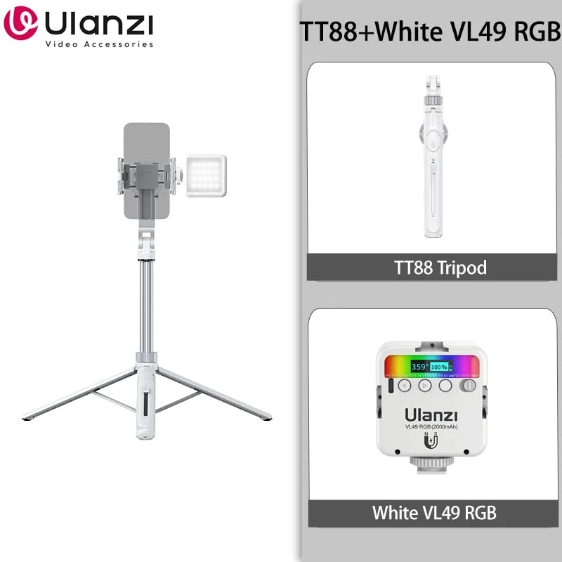 Ulanzi TT88 1.44M Overhead Selfie Stick Tripod – Magnetic Clamp, Wireless Remote, for Vlog & Live