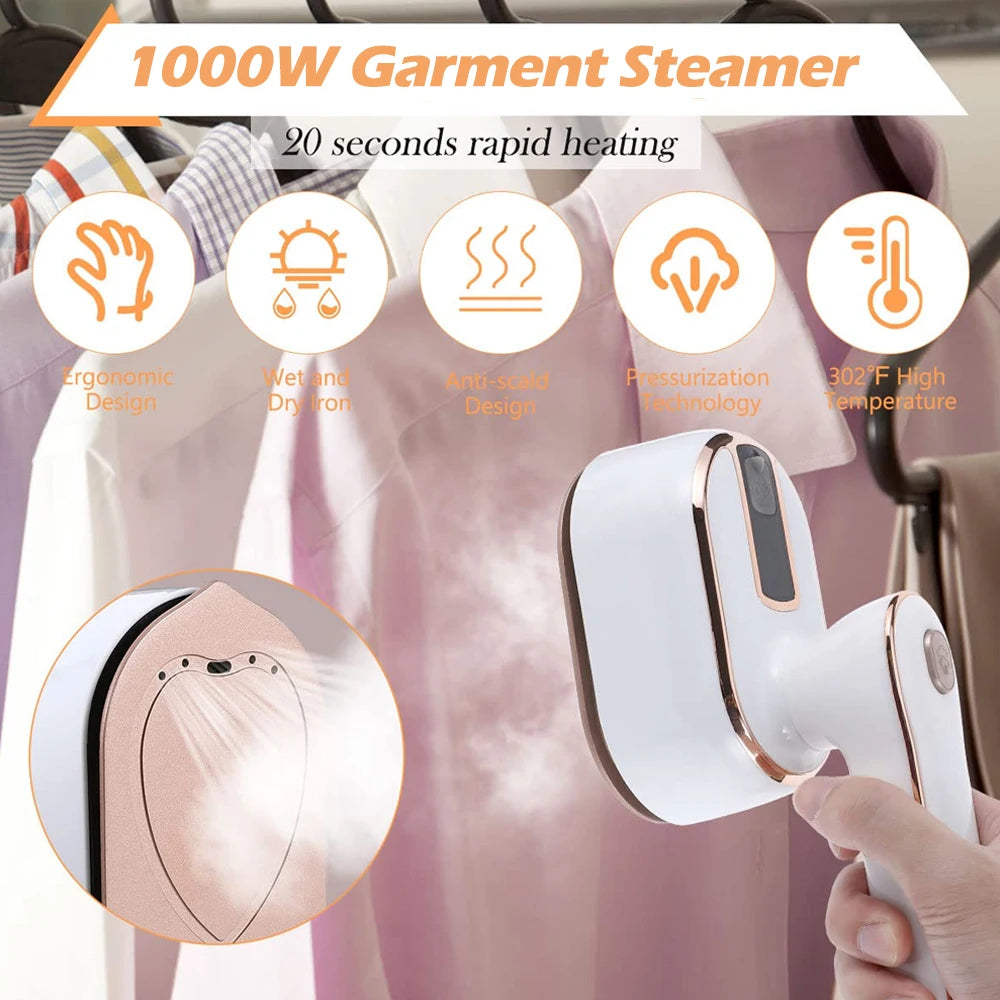 Mini Handheld Steam Iron – Foldable Travel Garment Steamer, Ceramic, Wet & Dry