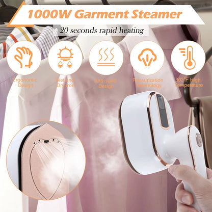 Mini Handheld Steam Iron – Foldable Travel Garment Steamer, Ceramic, Wet & Dry