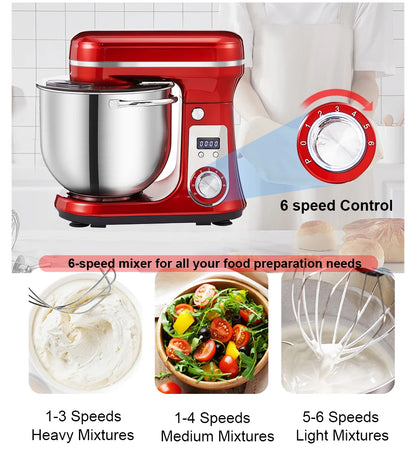 BioloMix BM601 1200W Kitchen Stand Mixer – 6L Stainless Bowl, 6-Speed, Quiet DC Motor