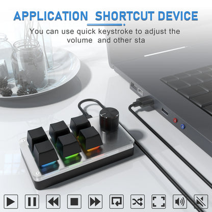 Mini 6-Key 1-Knob RGB Macro Gaming Keypad – USB Wired Hot Swap Mechanical Keyboard