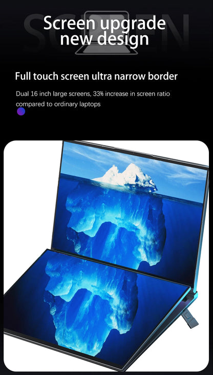 CRELANDER 16" Dual Touch Screen Laptop – Intel Core i7-1260P, 16/32/64GB DDR4, up to 4TB SSD, Windows 11