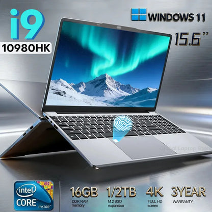 15.6" Laptop – Intel i9, 16GB RAM, 1TB SSD, 4K HD, Windows 11 Pro, Portable Notebook