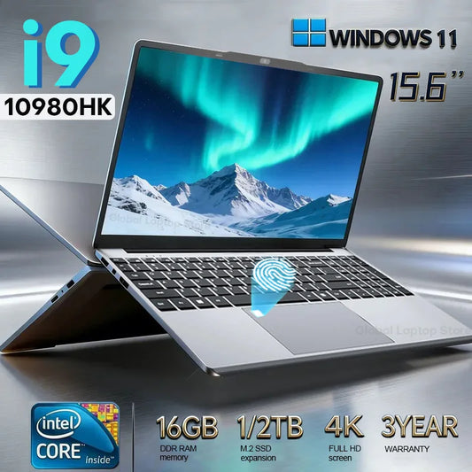 15.6" Laptop – Intel i9, 16GB RAM, 1TB SSD, 4K HD, Windows 11 Pro, Portable Notebook