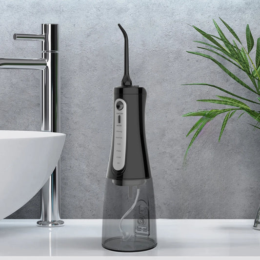 Oral Irrigator Water Dental Flosser – 350ml, 5 Modes, IPX7, 6 Nozzles, Rechargeable