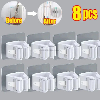 Self-Adhesive Mop & Broom Holder | Wall Mounted No-Drill Storage Hook