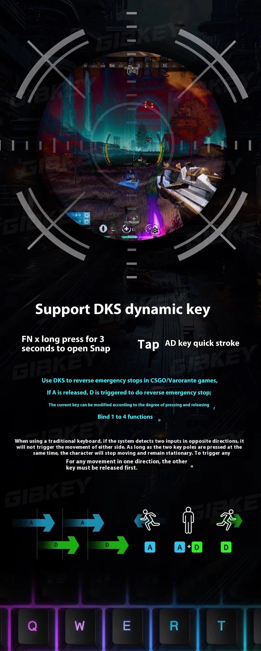 GIBKEY Magnetic Axis Gaming Mechanical Keyboard – 68-Key, 8K Return Rate, RGB, Hot Swap