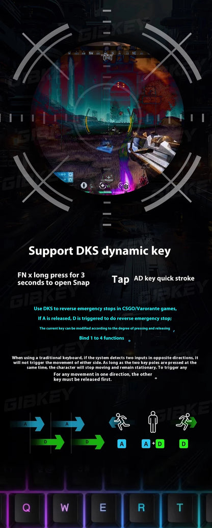 GIBKEY Magnetic Axis Gaming Mechanical Keyboard – 68-Key, 8K Return Rate, RGB, Hot Swap