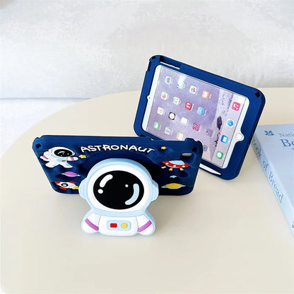 3D Cartoon Astronaut Kids iPad Case – Silicone, Shockproof, Kickstand, iPad Mini/Air/Pro