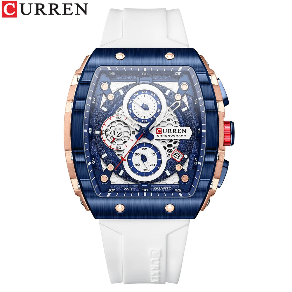 CURREN Men's Fashion Watch – Unique Square Design, Luxury Quartz Sport, Waterproof