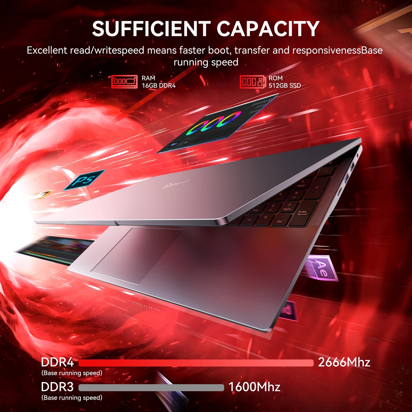 KAMRUI 17.3" Ultra Slim Laptop — AMD Ryzen 3 4300U, 16GB DDR4, 512GB M.2 SSD, 4K FHD, Windows 11 Pro