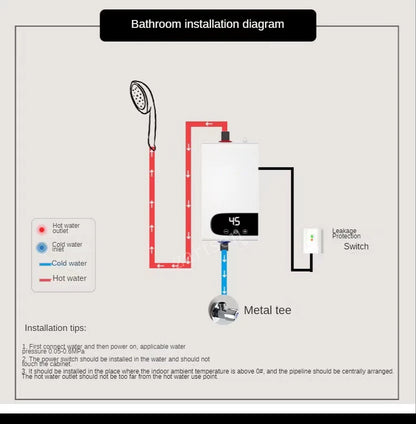 Portable 220V 4500W electric water heater from R.E.D. Shopping, designed for bathroom shower and home kitchen hot water heating.