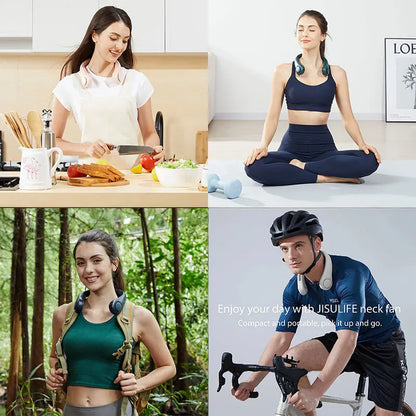 JISULIFE Portable Neck Fan – 4000mAh, 5 Speeds, Twistable Bladeless Hands-Free Neckband Fan