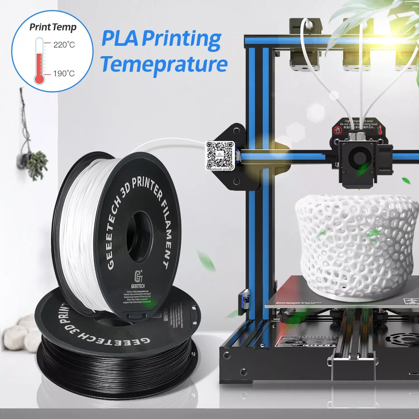 Geeetech PETG Filament – 10 Rolls x 1KG, 1.75mm, Vacuum Packed, for FDM 3D Printers