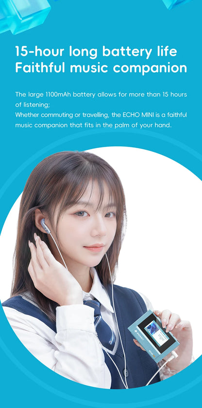 FiiO Echo Mini HiFi Bluetooth MP3 Player – 15Hrs, 3.5mm & 4.4mm Output, Pure Music