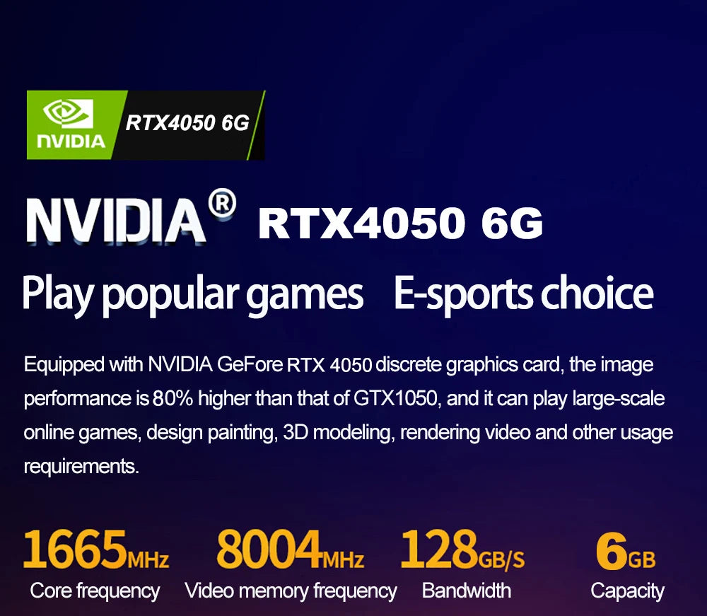 16.1" Gaming Laptop — Intel i9-13900HK, RTX 4050 6G, Up to 64GB DDR5, 2TB NVMe SSD, Windows 11