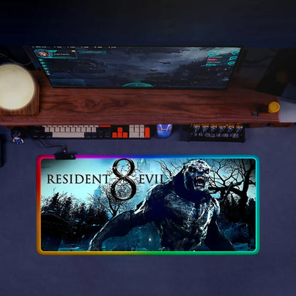 RGB LED Gaming Mouse Pad – Resident Evil Design, Glowing Rubber Mousepad for PC Gamer
