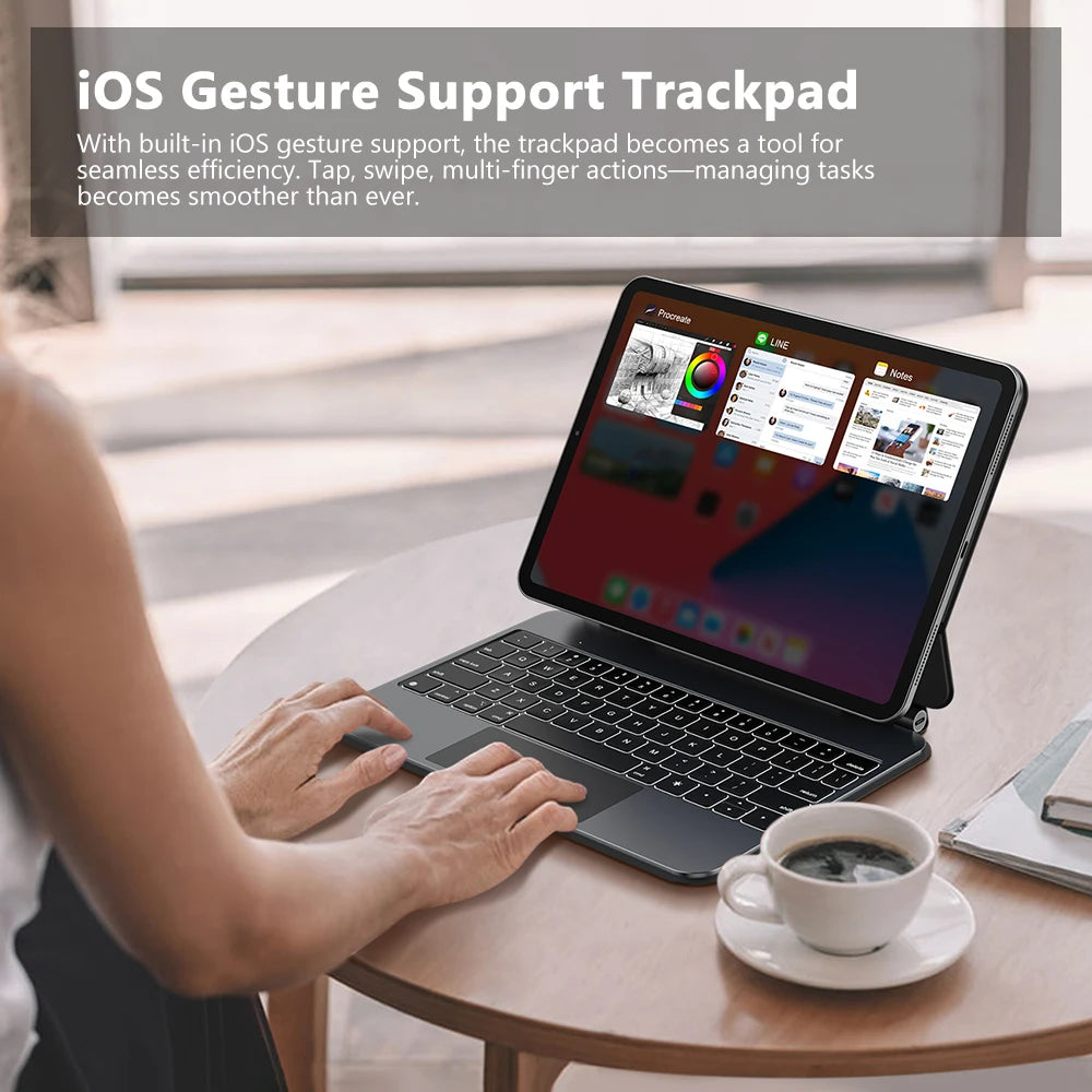 GOOJODOQ Magic Keyboard Case for iPad Pro 11 M4, Air 4/5/6 – PD18W, Pogo Pin, Gesture Trackpad