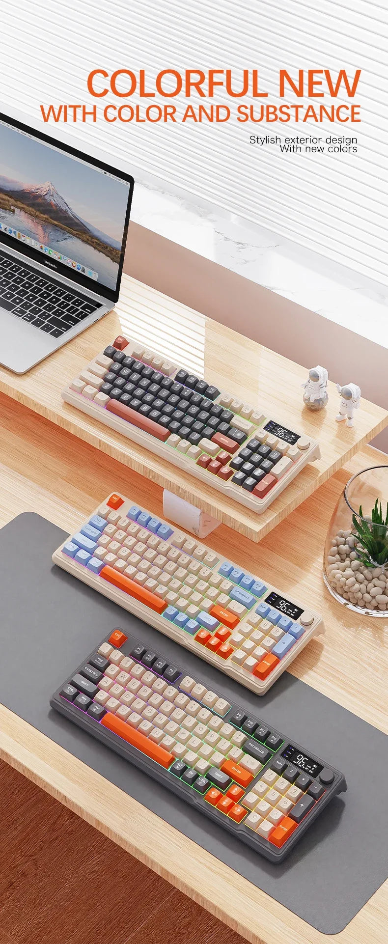 Free Wolf M96 Wireless Bluetooth Keyboard – 94 Key, Multimedia Knob, RGB, Battery Display