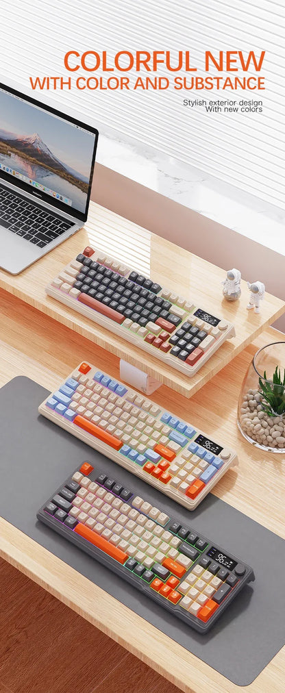 Free Wolf M96 Wireless Bluetooth Keyboard – 94 Key, Multimedia Knob, RGB, Battery Display